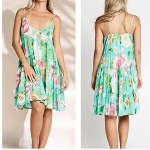 DEBBIE KATZ Amelie Sea Floral Babydoll Mini Dress Size Large